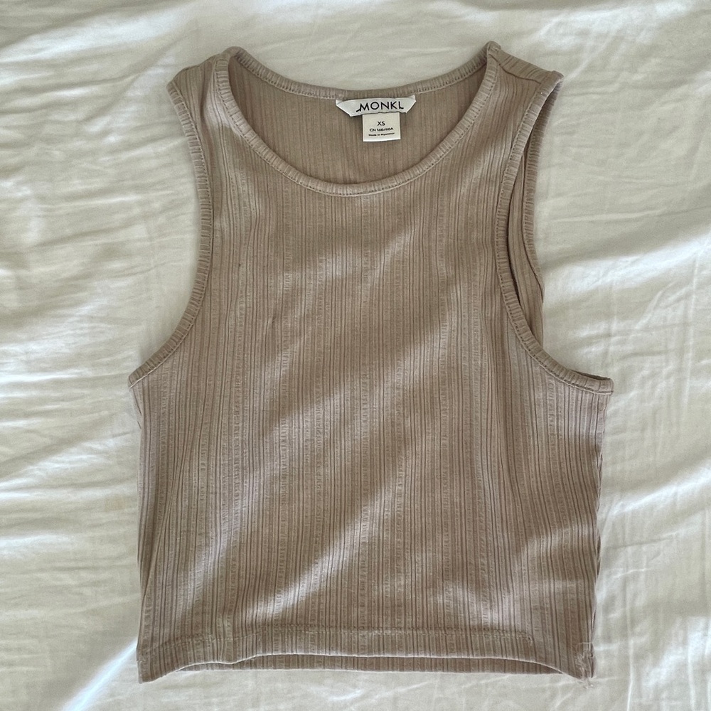 Grey taupe ribbed cropped tank XS